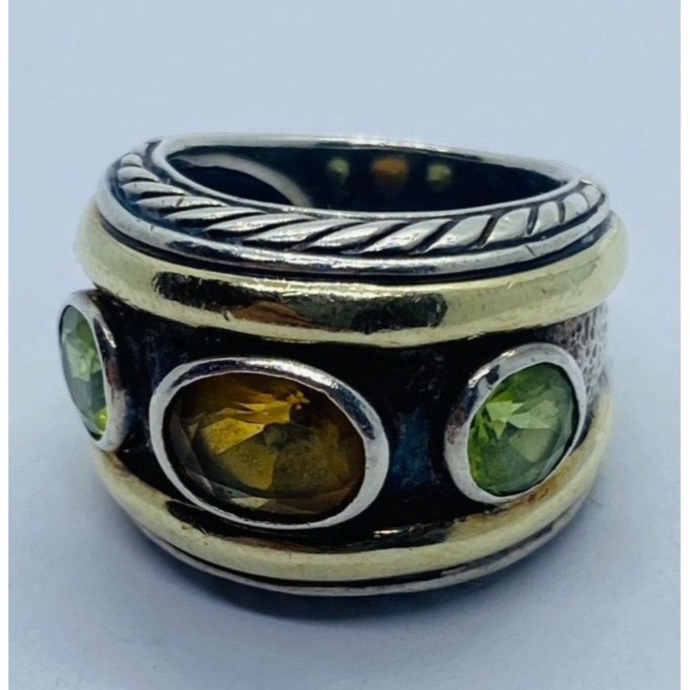 DAVID YURMAN 14K Gold Sterling Silver Citrine Peridot Renaissance Ring 6.75